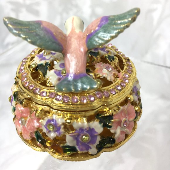 Humming Bird Jeweled Trinket Box - Picture 7 of 9